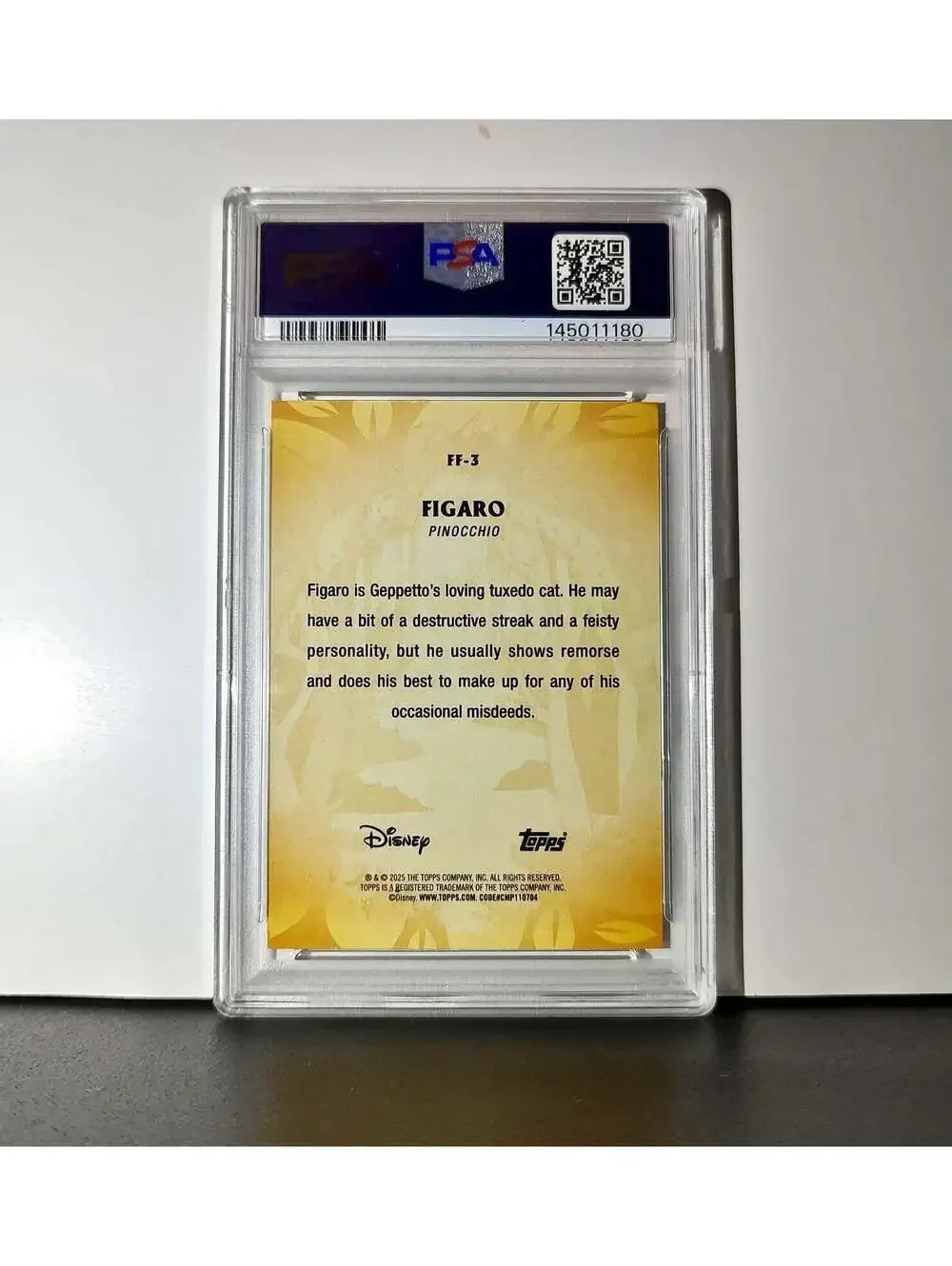 Figaro 2025 Topps Disney #FF-3 Furry Friends Card Pinocchio PSA 10